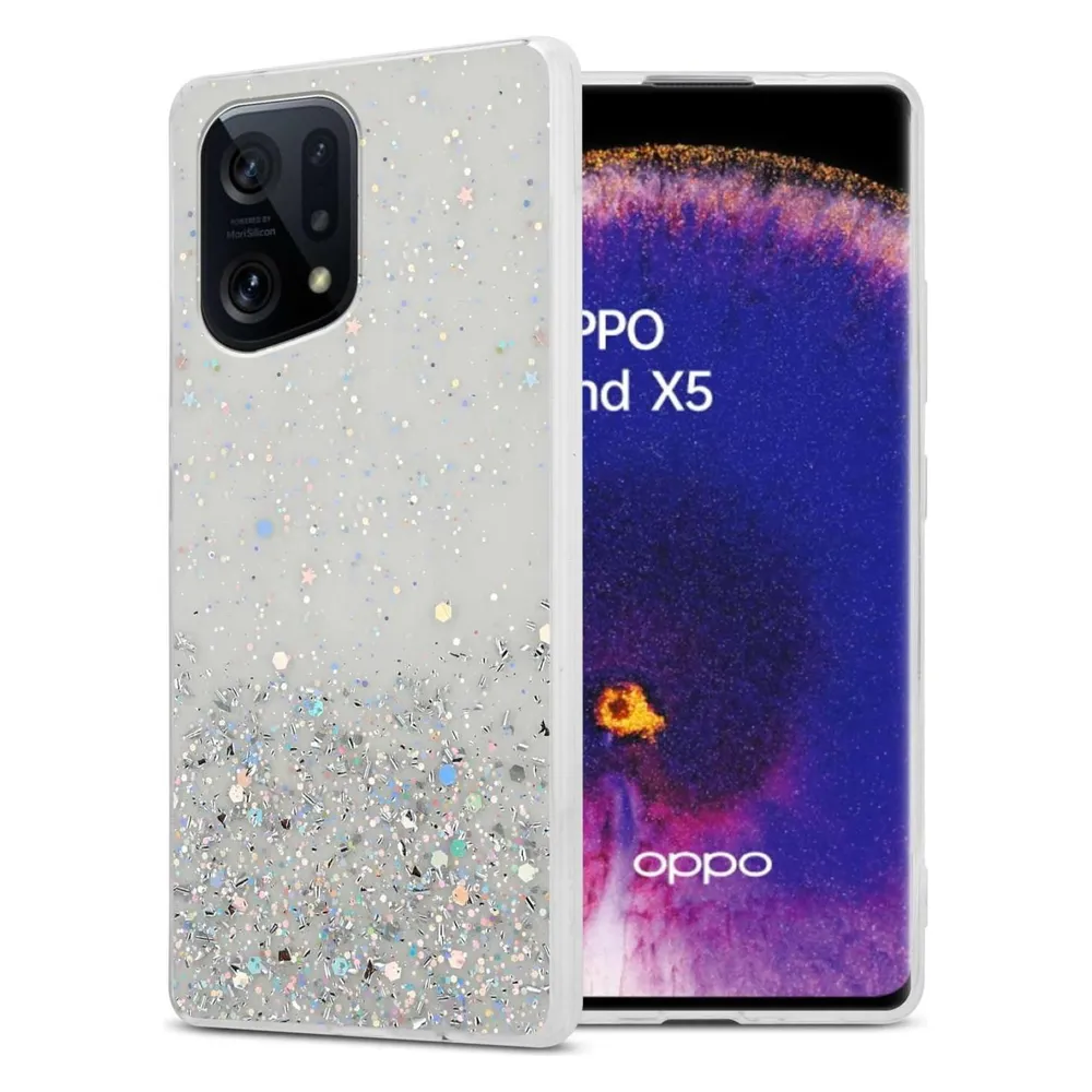 Cadorabo TPU Hülle für Oppo FIND X5 mit Glitzer (Oppo Find X5)