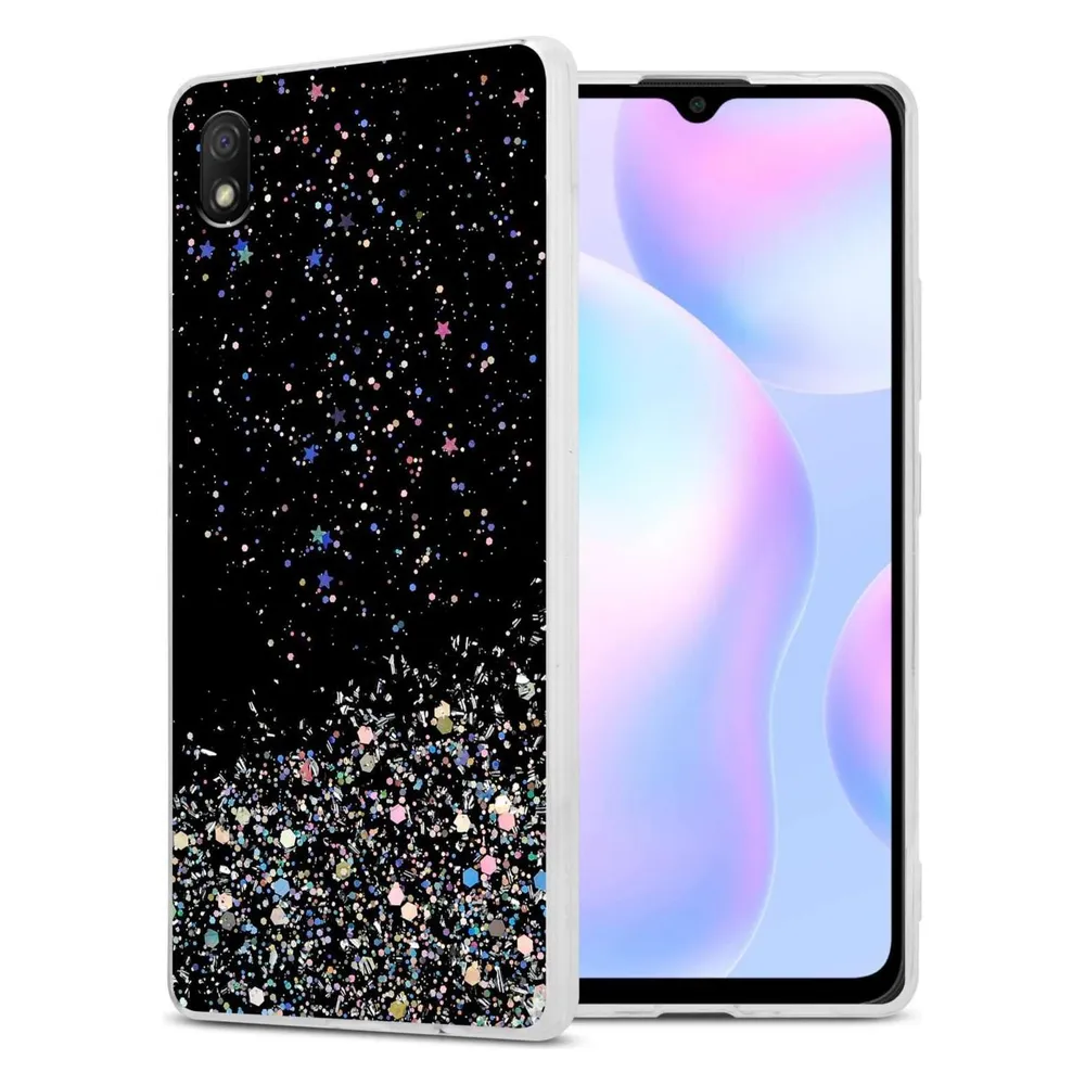 Cadorabo TPU Hülle für Xiaomi RedMi 9A / RedMi 9AT mit Glitzer (Xiaomi Redmi 9A, Xiaomi Redmi 9AT)