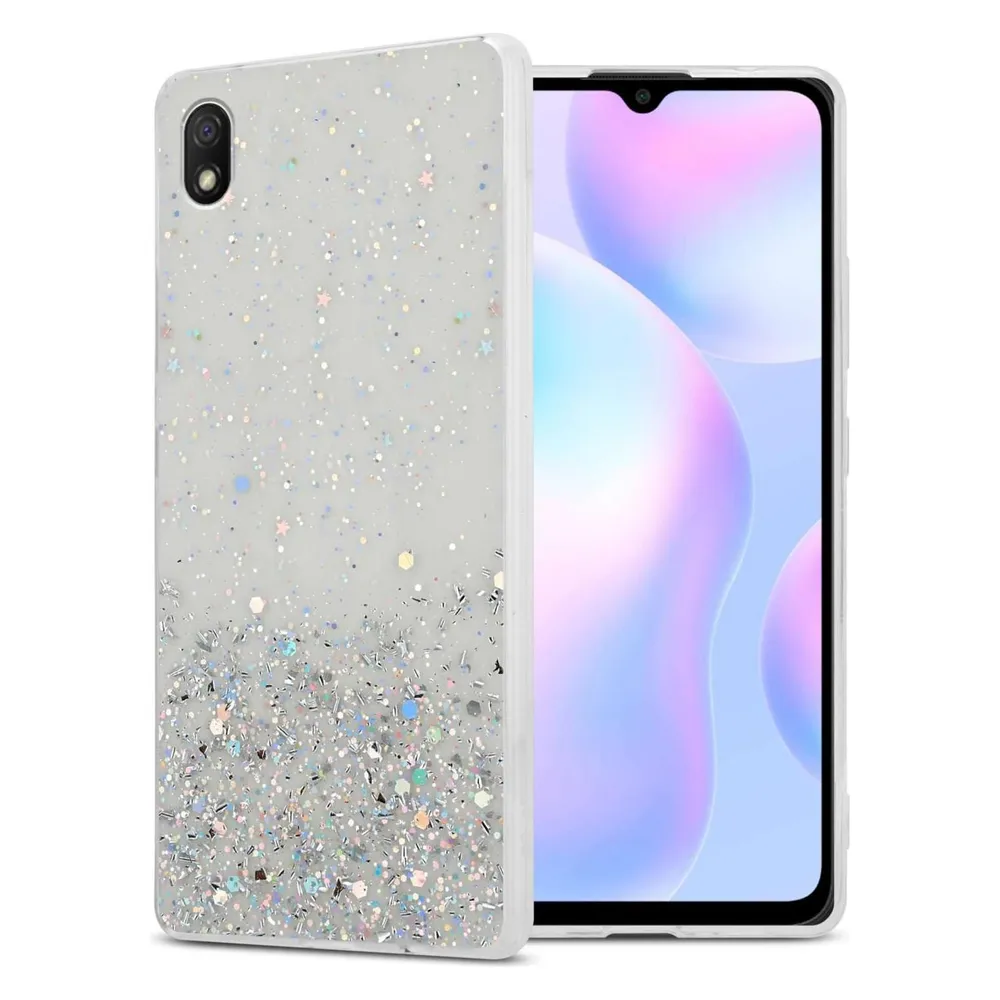 Cadorabo TPU Hülle für Xiaomi RedMi 9A / RedMi 9AT mit Glitzer (Xiaomi Redmi 9A, Xiaomi Redmi 9AT)