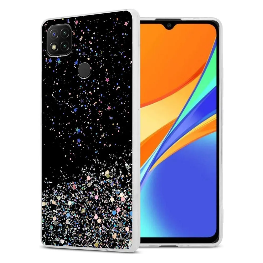 Cadorabo TPU Hülle für Xiaomi RedMi 9C / RedMi 10A mit Glitzer (Xiaomi Redmi 10A, Xiaomi Redmi 9C)