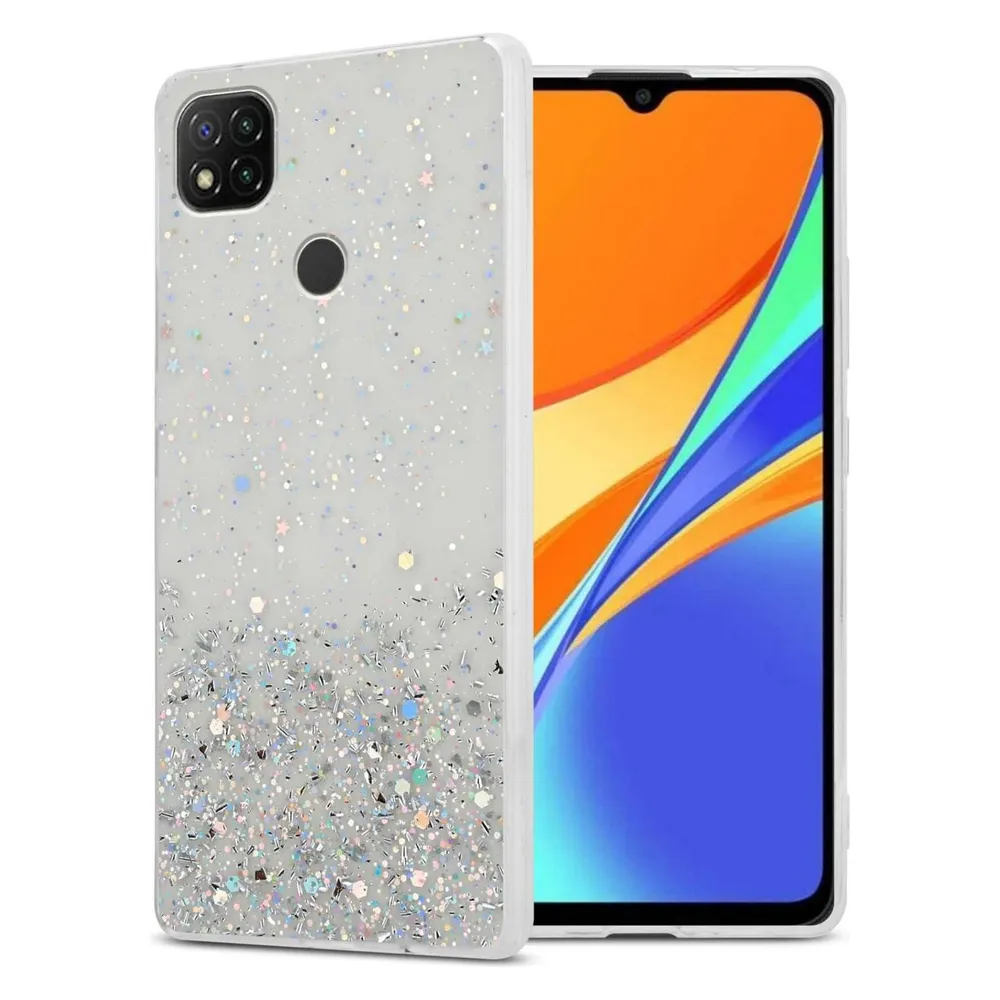 Cadorabo TPU Hülle für Xiaomi RedMi 9C / RedMi 10A mit Glitzer (Xiaomi Redmi 10A, Xiaomi Redmi 9C)