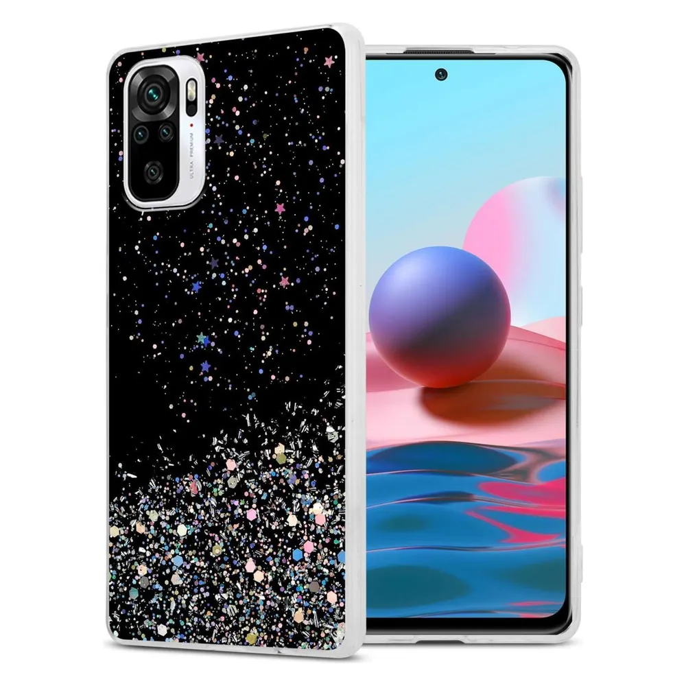 Cadorabo TPU Hülle für Xiaomi RedMi NOTE 10 4G / RedMi NOTE 10S mit Glitzer