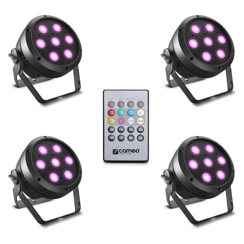 Cameo ROOT PAR 4 SET 1 - Set bestehend aus 4 x CLROOTPAR4 inkl. IR-Fernbedienung (CLPFLAT1REMOTE)