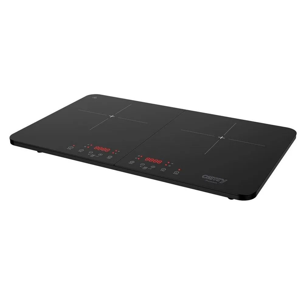 Camry Doppel-Induktionskochplatte CR 6514 Induktionsherd mit 2 Kochzonen, Touch-Bedienung, LCD-Display, Kindersicherung, Topferkennung, Glaskeramik, schwarz