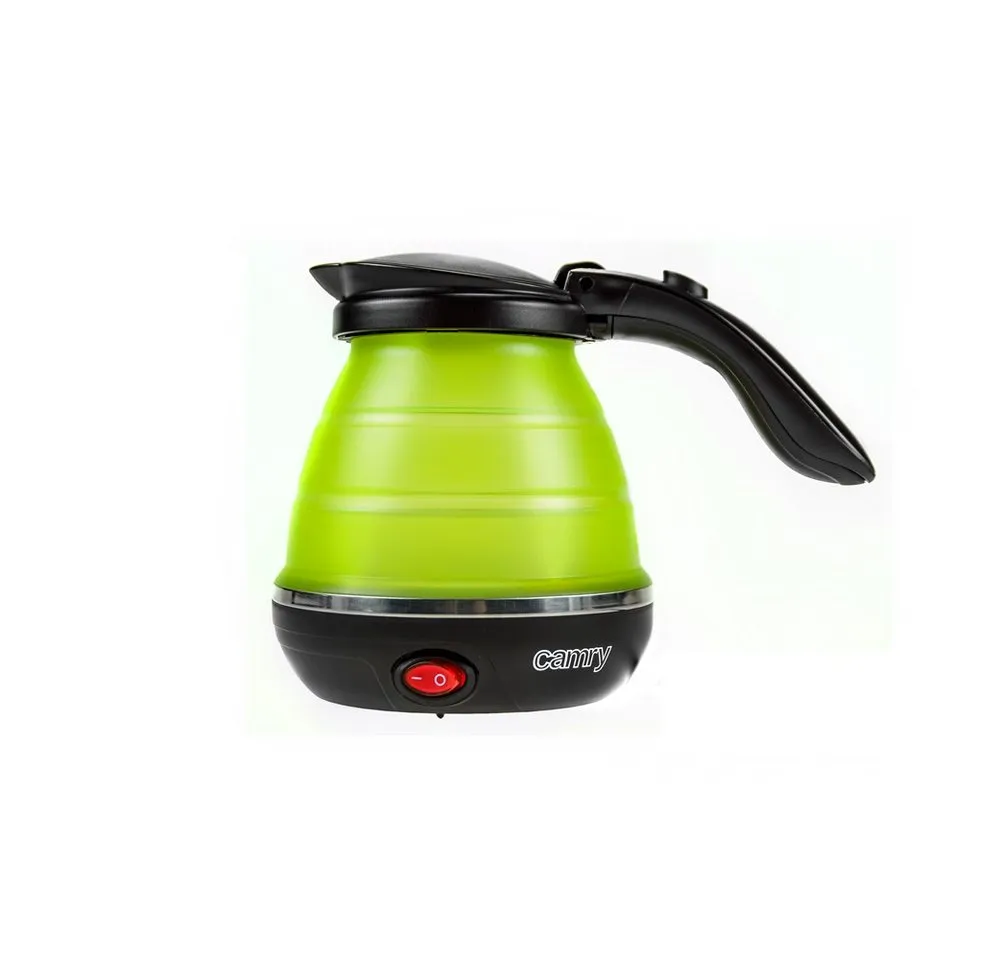 Camry Reise-Wasserkocher CR 1265 kompakter faltbarer Silikon-Wasserkocher, BPA-frei, 0,6 l, 750 W, Reisewasserkocher für Camping, Hotel, Wohnmobil, Reise, grün
