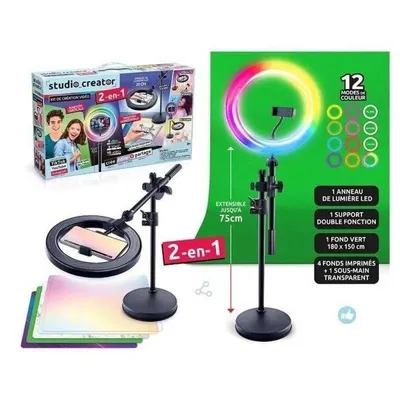 Canal Toys Studio Video 2-in-1 Kit Multicolor LED-Ring 80 cm Stativ Grünes XL-Bildschirm