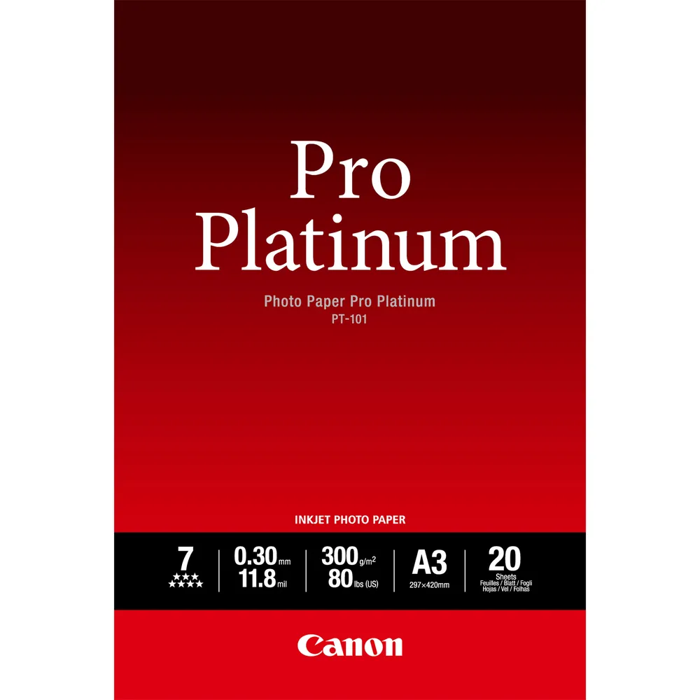 Fotopapier Canon Pro Platinum A3 297 x 420 mm 20 Stück