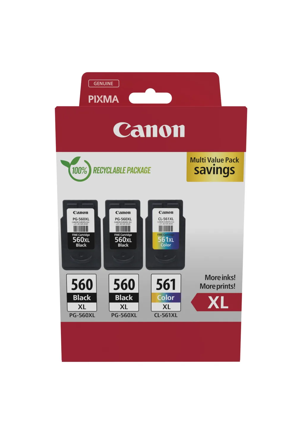 Canon PG-560/CL-561XL Multipack Tintenpatronen mit hoher Reichweite, kompatibel mit PIXMA