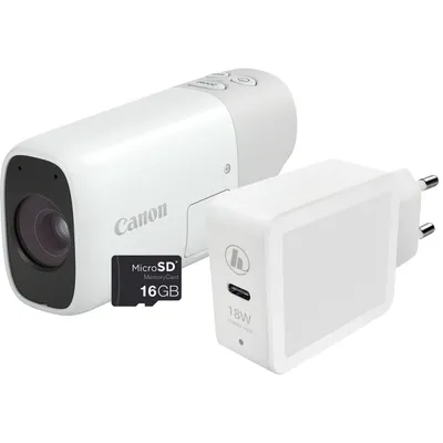 Canon PowerShot ZOOM Essential Kit Kompakte Monokularkamera mit Full HD-Teleobjektiv, Weiß