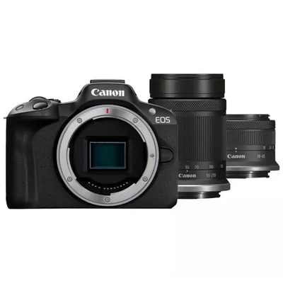 Canon EOS R50, Black + RF-S 18-45 IS STM + RF-S 55-210mm F5-7.1 IS STM Kit MILC 24,2 MP CMOS 6000 x 4000 Pixel