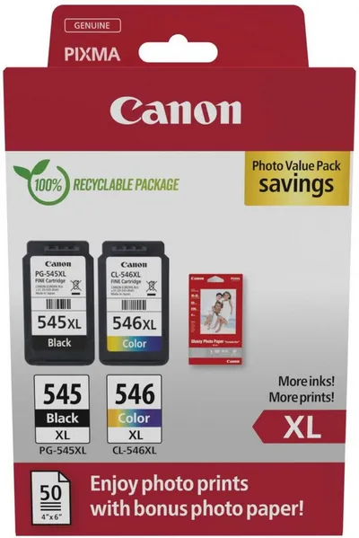 Canon 2 Druckerpatronen Tinte PG-545 XL BK / CL-546 XL tri-color Photo Value Tintenpatrone