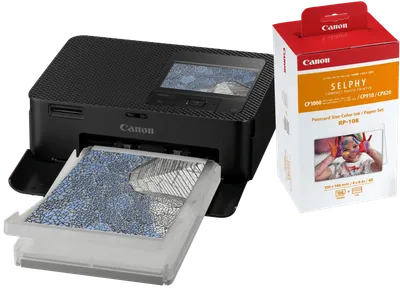 Canon SELPHY CP1500 Schwarz + Canon RP-108 Tinte Kassette/Papier Set 108 Blatt