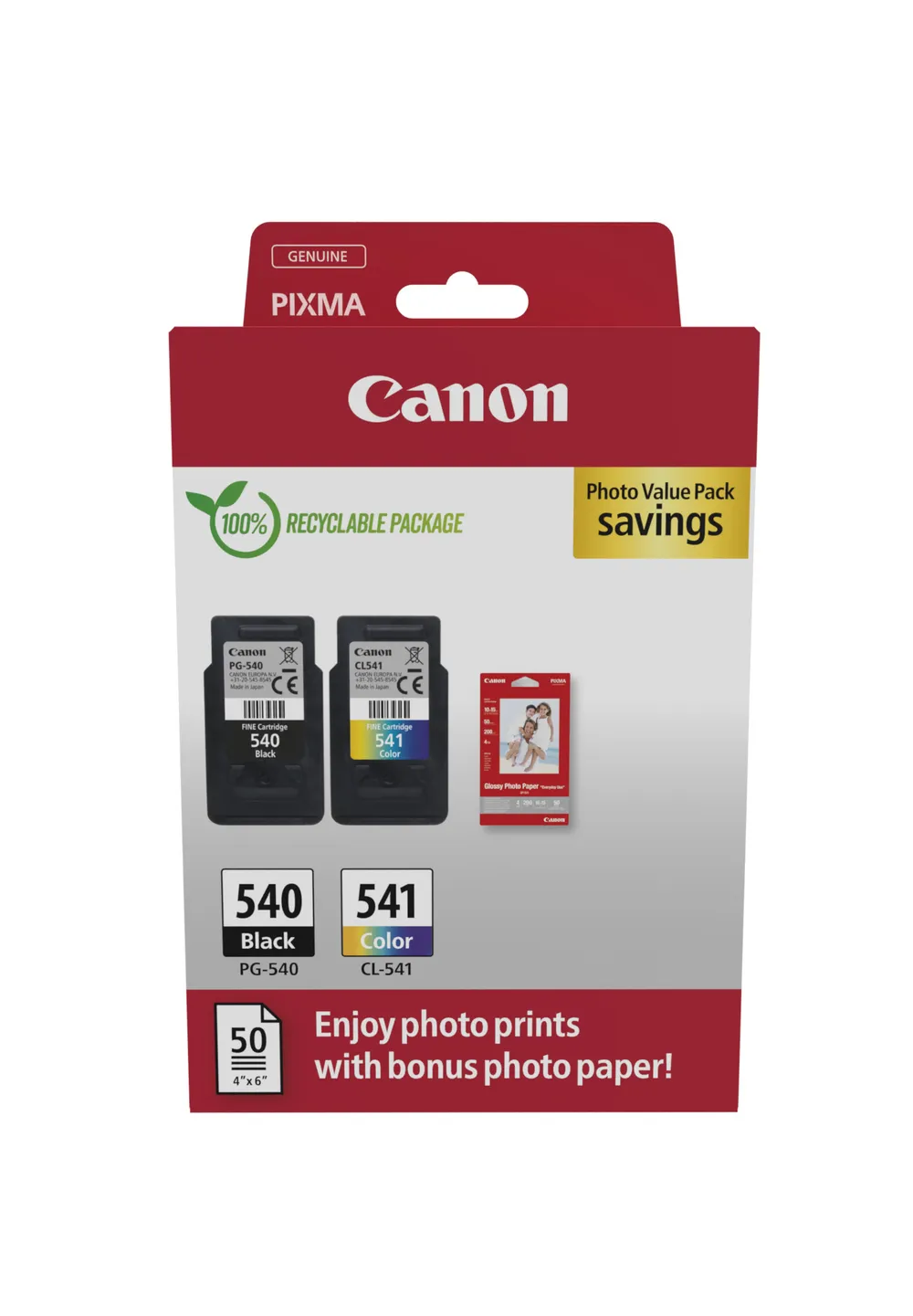 PG-540/CL-541 Tintenpatrone + Fotopapier Vorteilspaket