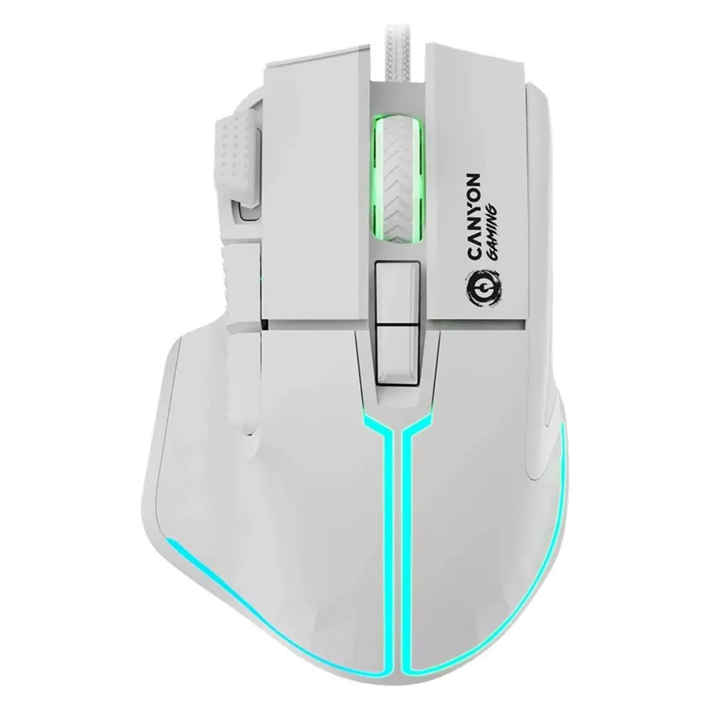 Ratón CANYON Fortnax GM-636 USB Type-A 20000DPI Weiss RGB 9 Tasten