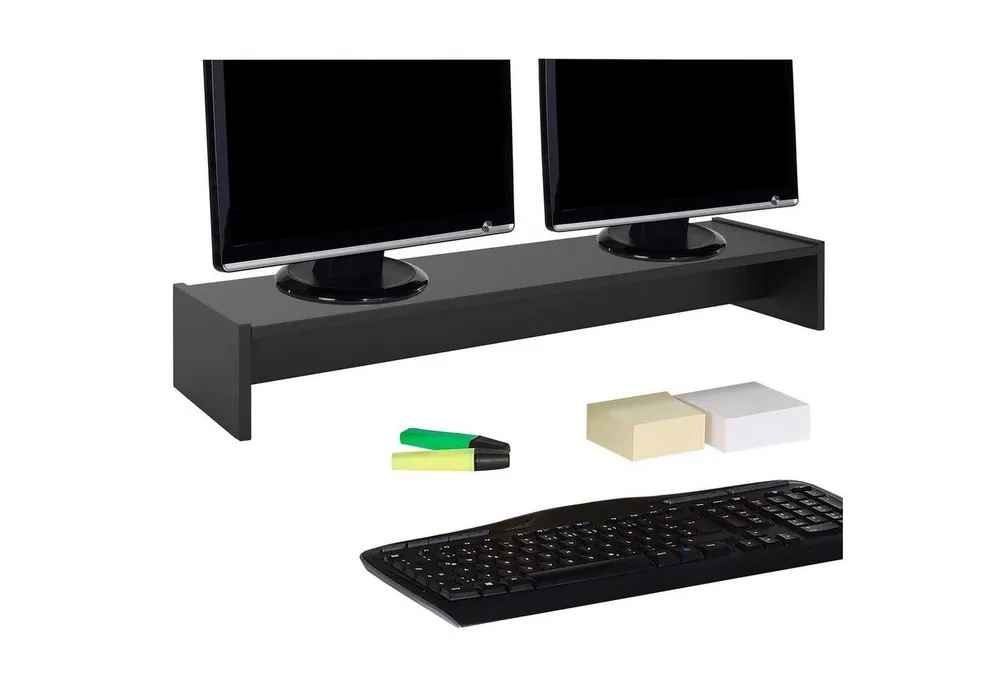 CARO-Möbel Monitorständer ZOOM, (Bildschrimerhöhung 100cm für 2 Monitore, Schreibtischaufsatz schwarz)