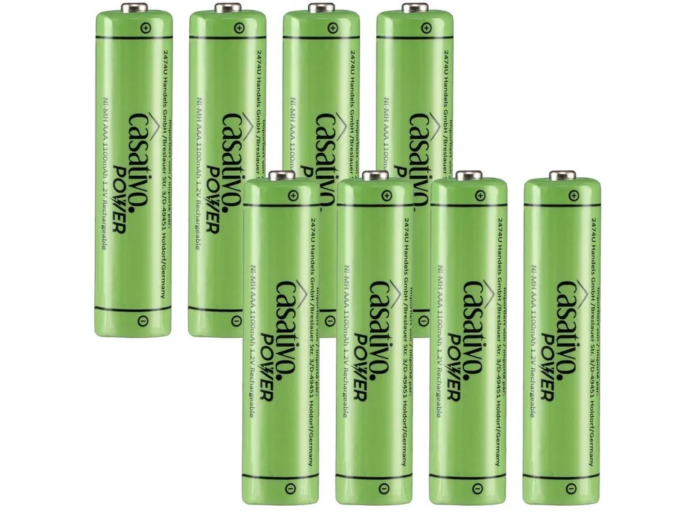 Casativo AAA Akkus 1100 mAh Micro Batterien Wiederaufladbar mit Case 4/8/20 St. Akku (8 St), AAA Micro Akkus - bis zu 1.000 Ladezyklen