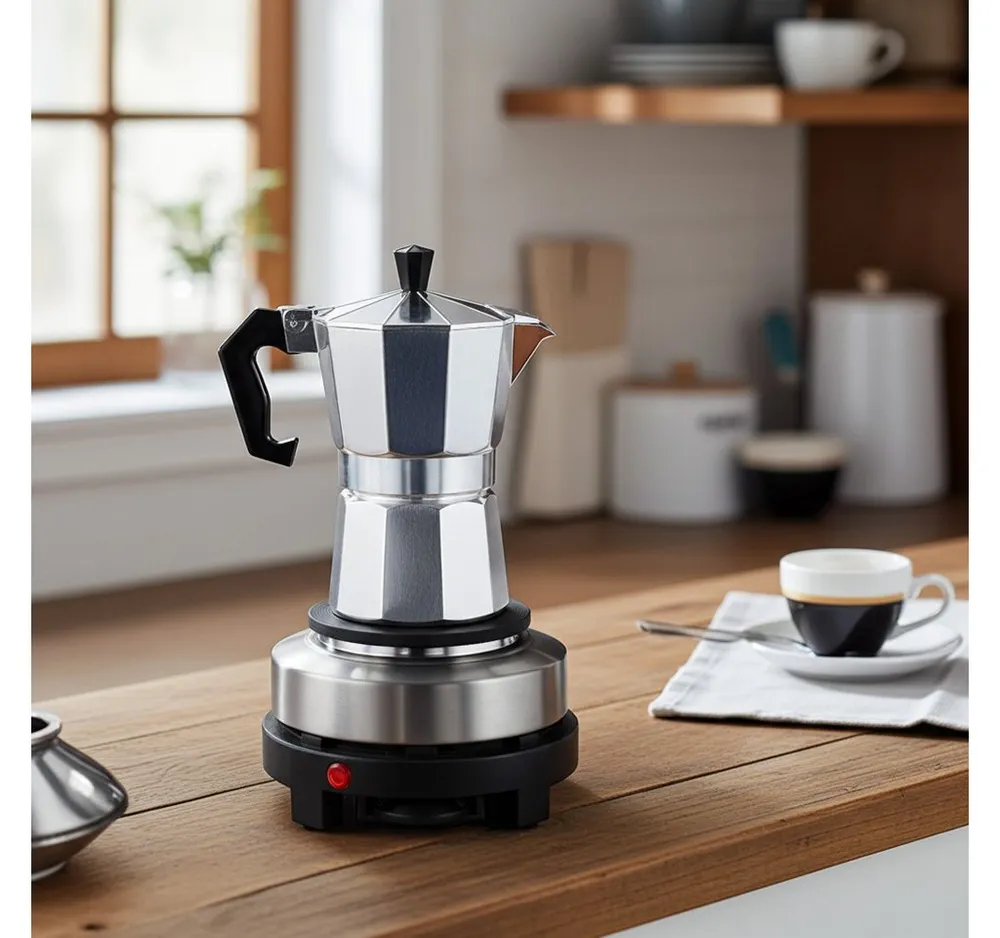 Casativo Einzelkochplatte Mini-Einzelkochplatte mit Espressokocher