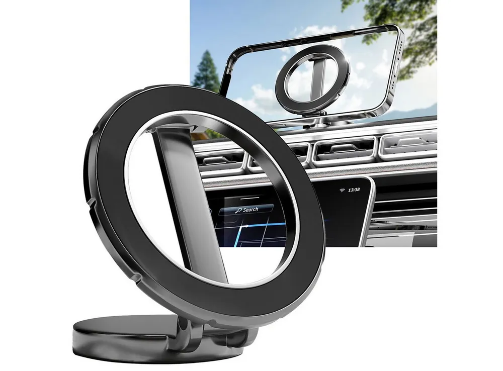 Casativo Handy-Halterung MagSafe Auto-Handyhalterung silber 360° Magnethalterung für iPhone, (bis 6,9 Zoll, 1-tlg., 1er-Set 6 2er-Set & 3er-Set, 360° Gelenk & 2 Klebepatch-Ringe/Ø 6 x 14 cm/Verlängerungsarm)