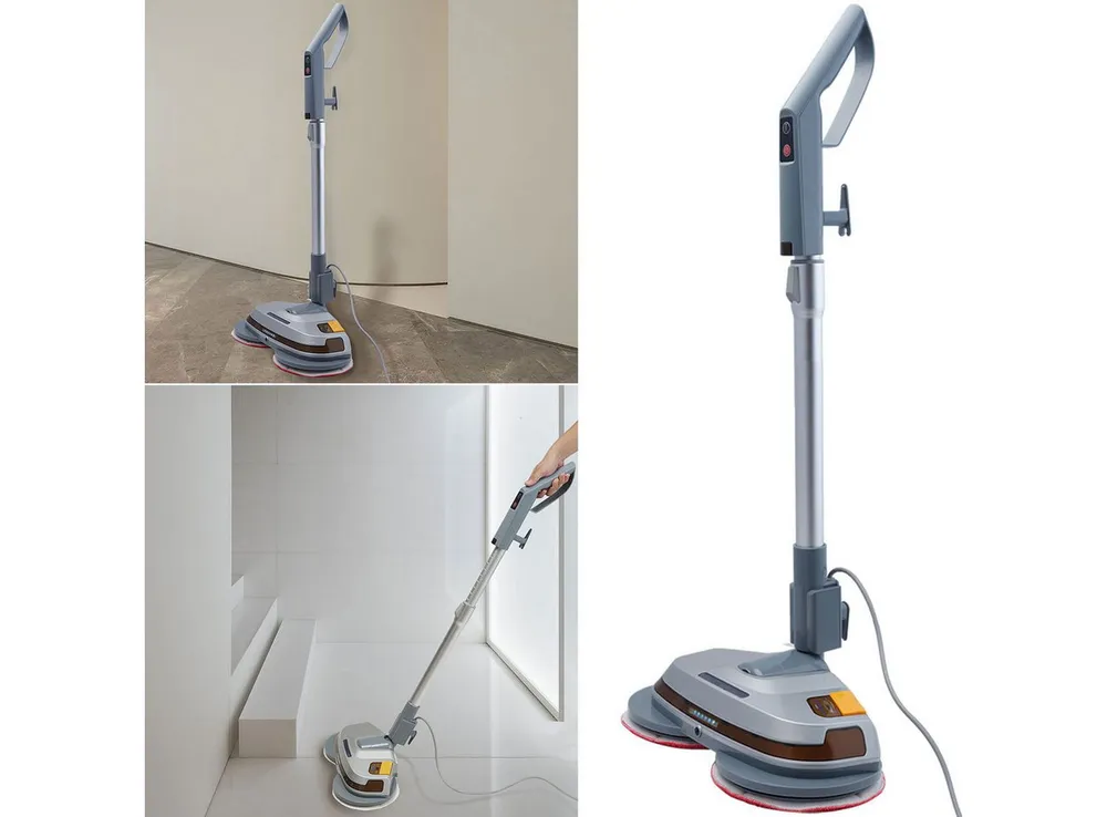 Casativo Hartbodenreiniger 85W Tiefenreinigende Boden-Poliermaschine Teleskopgriff Sprühfunktion, 85 W, mit Wischwasser-Tank, 260 U/Min, waschbare Klett-Pads, 3,2 kg 5m-Kabel