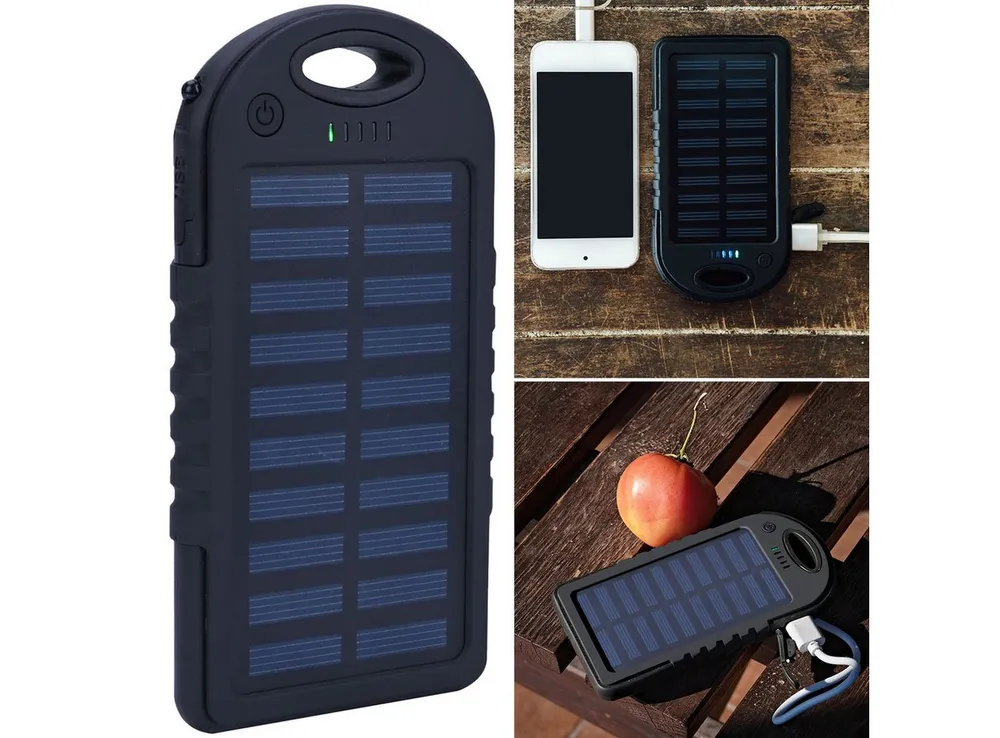 Casativo Solar Ladegerät 4000mAh Powerbank mit Taschenlampe Outdoor Akku Solar Powerbank, 157g Outdoor-Powerbank mit stoßfesten Gummi-Bumpern