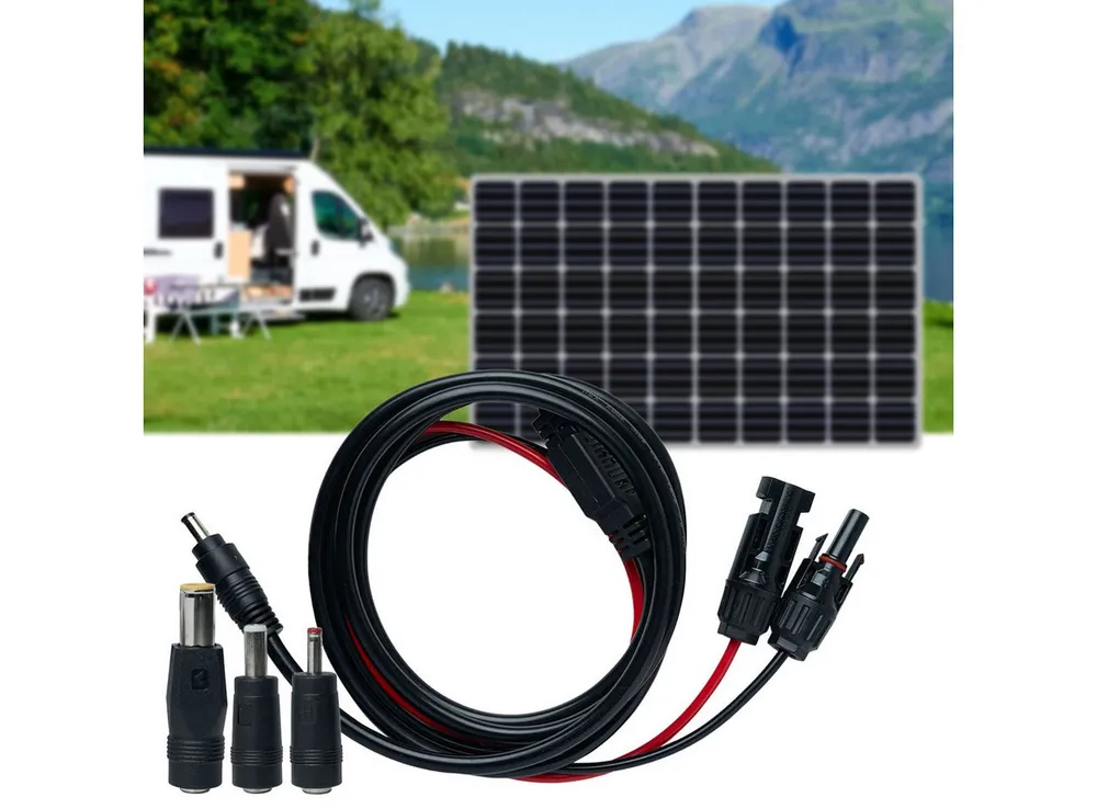 Casativo Solarmodul Anschlusskabel 2m MC4 zu DC 5,5x2,1mm IP65 wetterfest Solarkabel, (200 cm), 2m Solarkabel mit MC4-Stecker & Hohlstecker-Adaptern