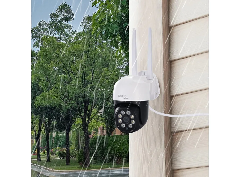 Casativo Überwachungskamera 2K WLAN Outdoor Überwachungskamera mit IP66 Pan-Tilt 15m Sirene (1-tlg., 355°/120° Verfolgung, Gegensprechen, 15 m Erkennung, 95 dB Sirene)