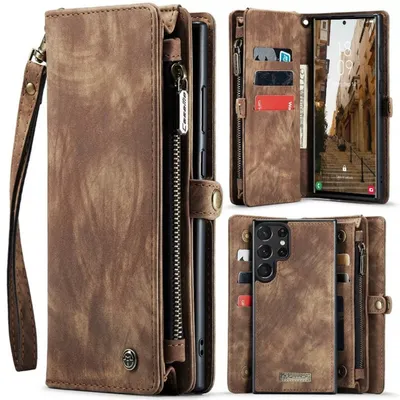 CaseMe Handyhülle Caseme Samsung Hülle mit Zipper 2in1 Samsung A56 5G-Braun