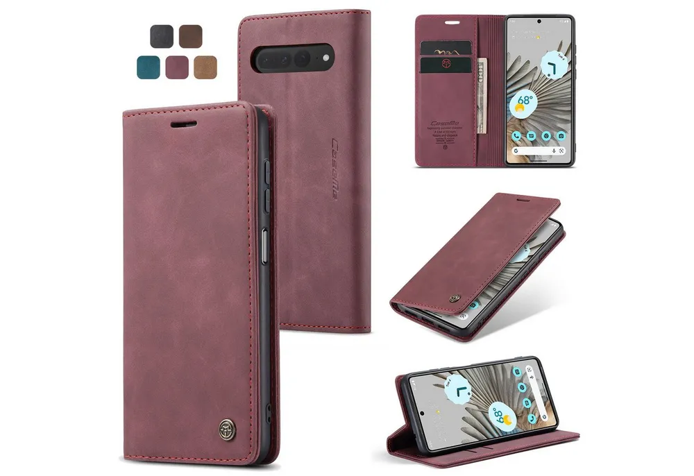CaseMe Handyhülle Hülle für Google Pixel Klapphülle Google Pixel 7 Pro Karmesinrot