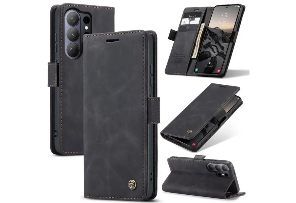CaseMe Handyhülle Premium Hülle für Samsung Klapphülle Samsung S26 Ultra-Schwarz