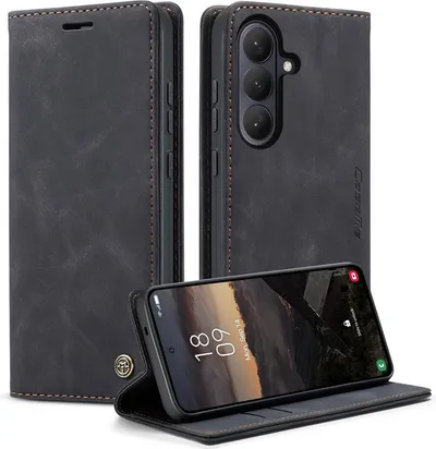 CaseMe Handyhülle Premium Hülle für Samsung Klapphülle Samsung S26 Plus-Schwarz