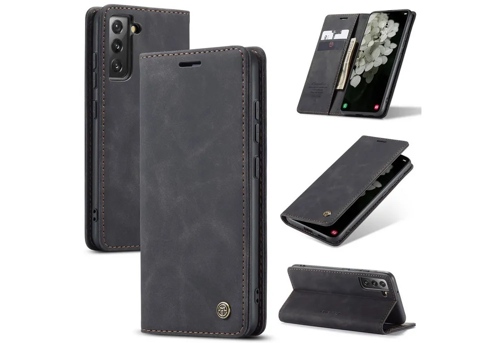 CaseMe Handyhülle Premium Hülle für Samsung Klapphülle Samsung A55 5G-Schwarz