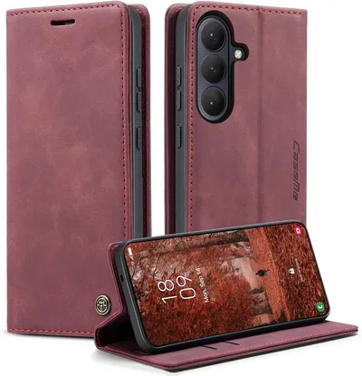 CaseMe Handyhülle Premium Hülle für Samsung Klapphülle Samsung S26 Plus-Karmesinrot
