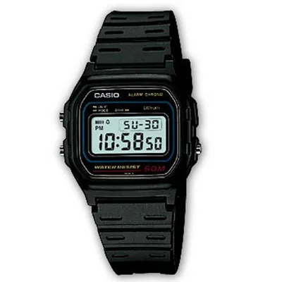 Casio W-59-1VQES 34mm LCD Schwarz Wasserfest 50m Harzarmband 7 Jahre Batterie