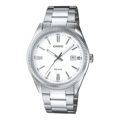 Casio MTP-1302PD-7A1VEF 40mm Analoge Anzeige Messinggehäuse Lila Silbernes Edelstahlarmband