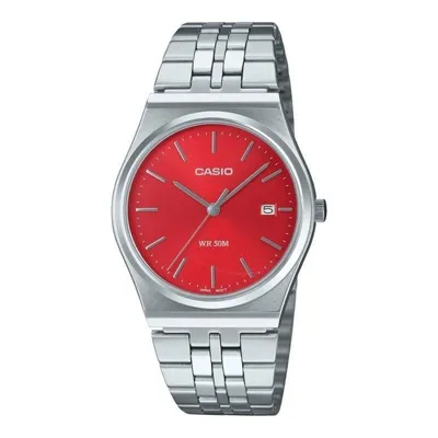 Casio MTP-B145D-4A2VEF 40mm Rot Silber Edelstahl Wasserdicht 5ATM