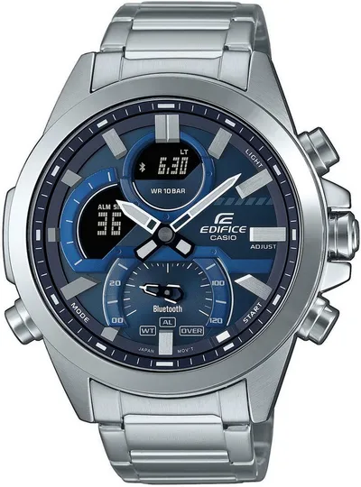 CASIO EDIFICE ECB-30D Smartwatch, Armbanduhr,Herrenuhr,Bluetooth,Stoppfunktion,Weltzeit,Edelstahlarmband