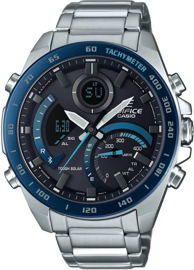 CASIO EDIFICE ECB-900DB Smartwatch, Solaruhr, Armbanduhr, Herrenuhr, Android, iOS, Edelstahlarmband