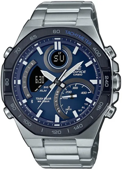 CASIO EDIFICE Smartwatch, Solaruhr,Armbanduhr,Herrenuhr,Stoppfunktion,Edelstahlarmband,Bluetooth