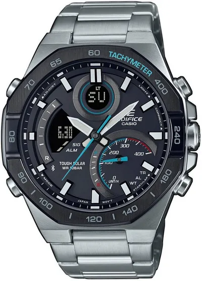 CASIO EDIFICE Smartwatch, Solaruhr,Armbanduhr,Herrenuhr,Stoppfunktion,Edelstahlarmband,Bluetooth