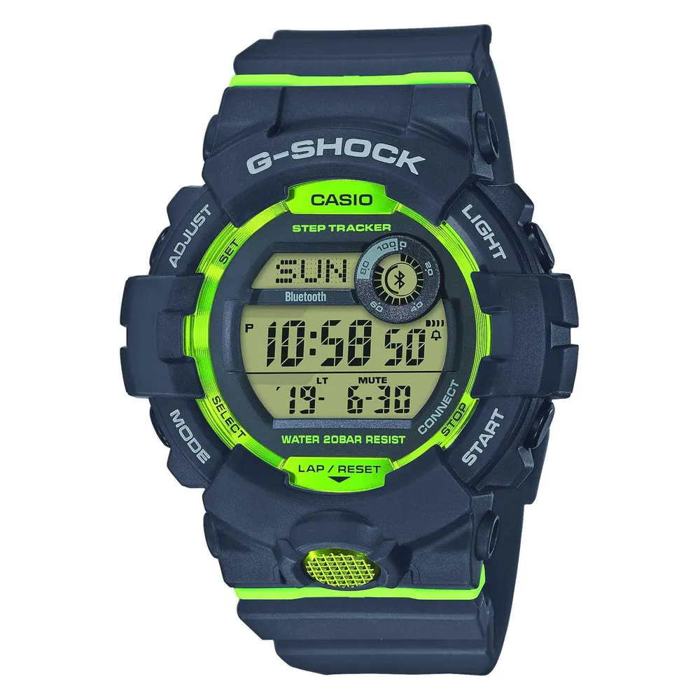 Casio G-Shock GBD-800-8 Bluetooth 48,6mm LED Grün Schwarz Wasserdicht 20ATM