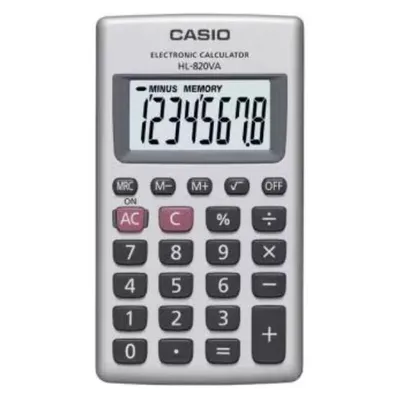 Casio HL-820VA Pocket Calculator - 8-Digit Display and Metal Body
