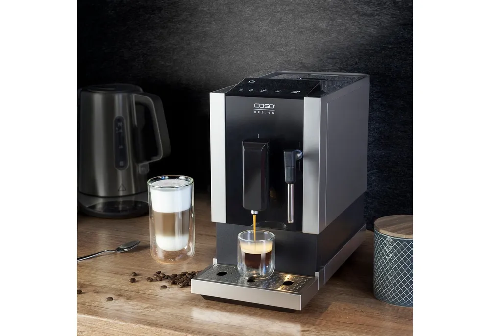 Caso Kaffeevollautomat Café Crema One, Praktische Sensor-Touch Steuerung, Edelstahl-Kegelmahlwerk