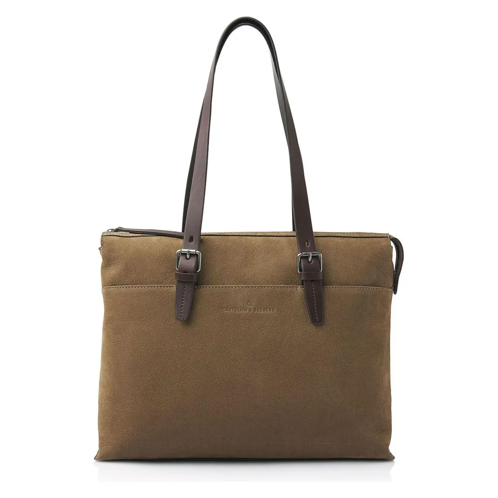 Castelijn & Beerens & Beerens - Veneto Nubuck Schoudertas 15,6 RFID Taupe -