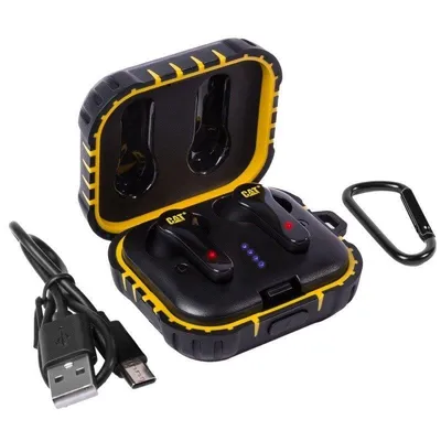 Kopfhörer Caterpillar Cat CP-CAT-BT-EARBUD kabellos Bluetooth mit Geräuschunterdrückung, IP55, Mikrofon