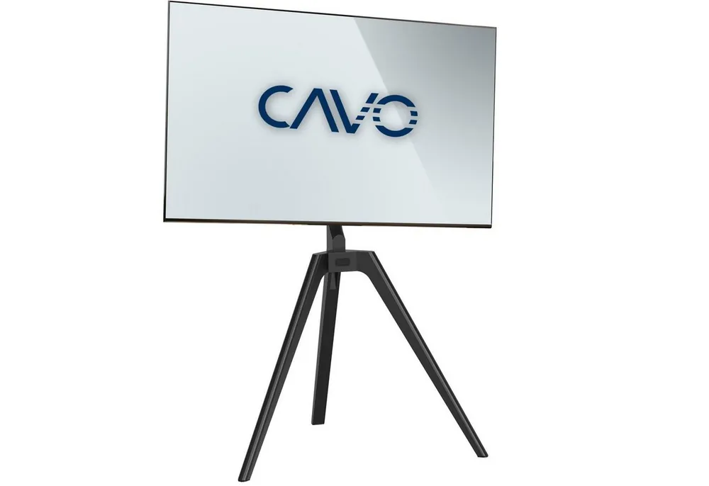 CAVO TV-Ständer elegante dreibeinige Design Staffelei für Schlafzimmer, Loft, (bis 65 Zoll, Holz schwarz, einfache Installation & Sturzsicherung)