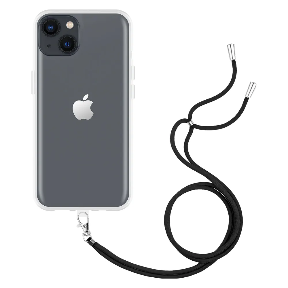 Cazy Handykette Hülle Kompatibel mit iPhone 13 - Silikon Handyhülle mit Band Necklace Hülle - Transparant
