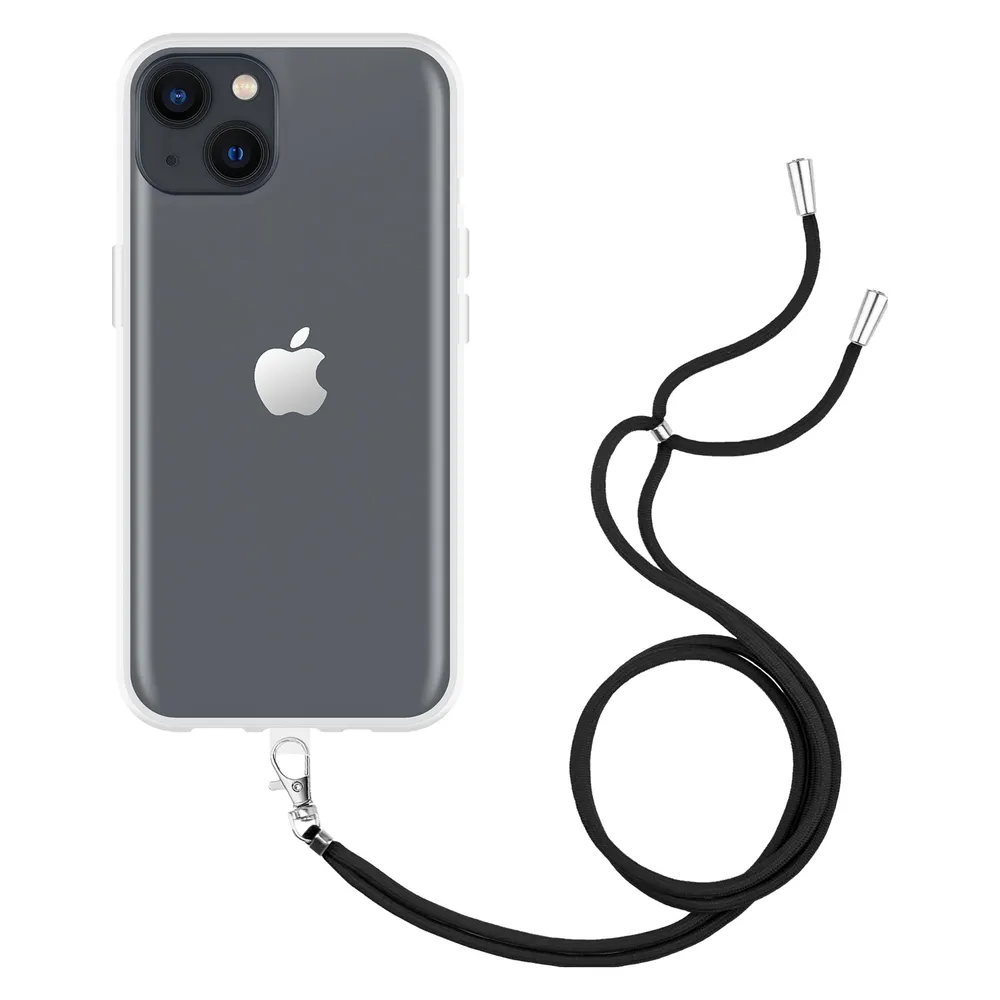 Cazy Handykette Hülle Kompatibel mit iPhone 14 - Silikon Handyhülle mit Band Necklace Hülle - Transparant