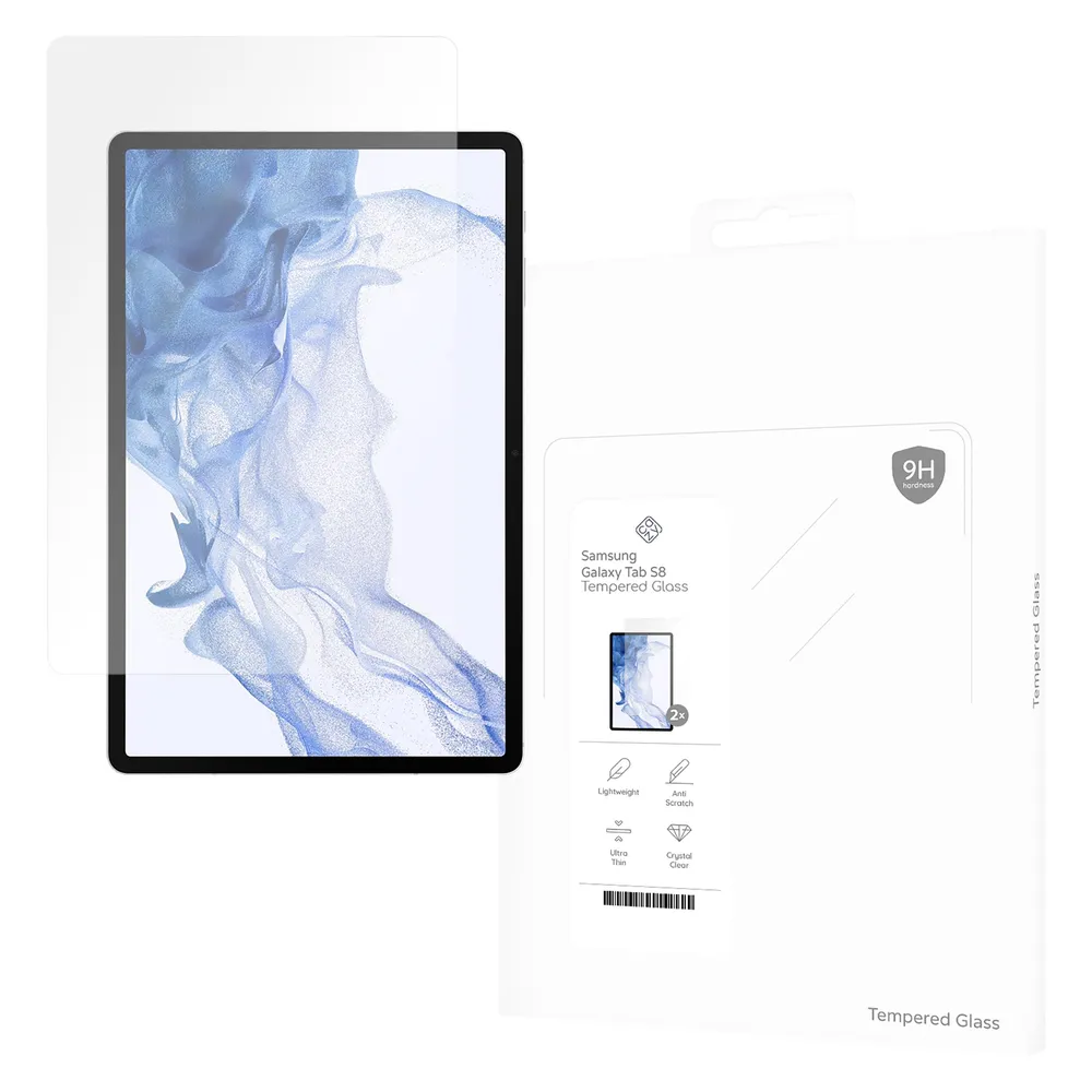 Cazy Schutzglass Kompatibel mit Samsung Galaxy Tab S8 Displayschutz Tempered Glass - 2 Stück