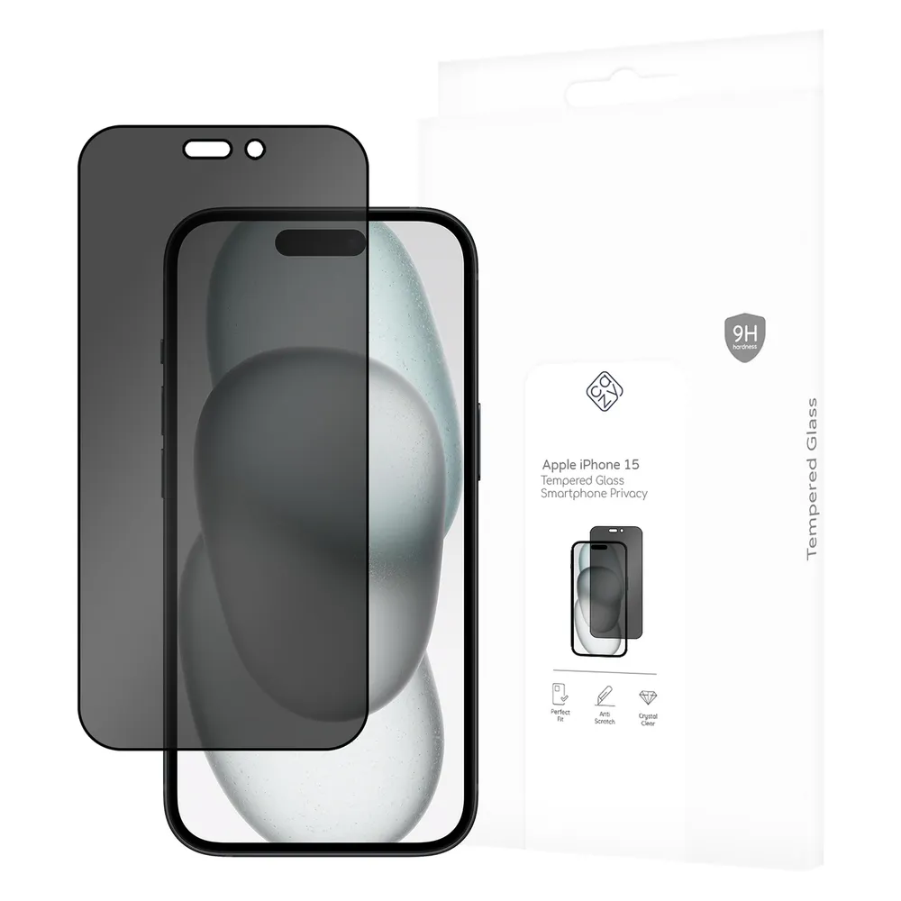 Cazy Privacy Schutzglass Kompatibel mit iPhone 15 - Displayschutz Glass - 1 Stück
