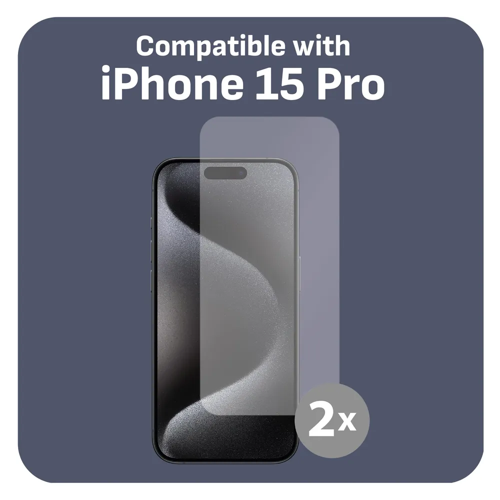 Cazy Schutzglass Kompatibel mit iPhone 15 Pro Tempered Glass Hülle Kompatibel - Transparant - 2 Stück